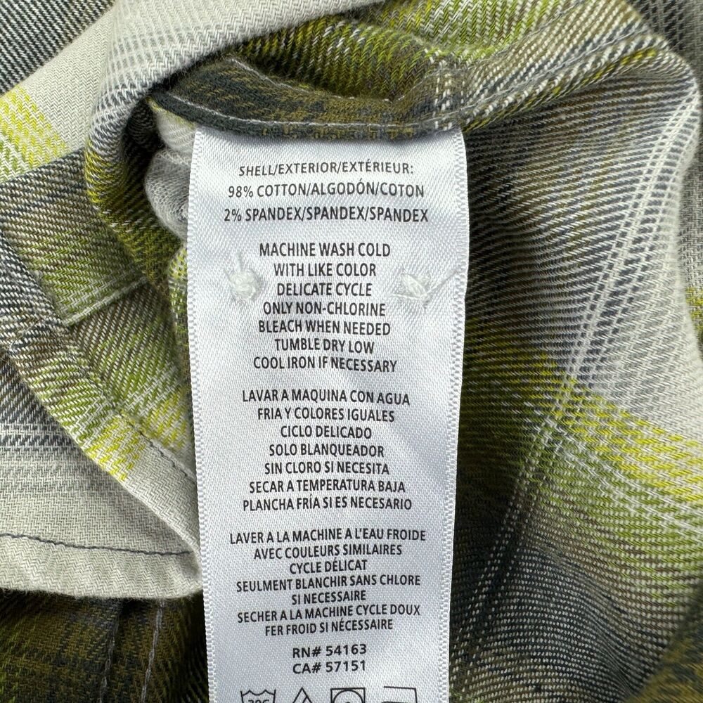 Bass Outdoor Mens Flannel Expedition Plaid Stretch Button Down Shirt Green S - Picture 4 of 4